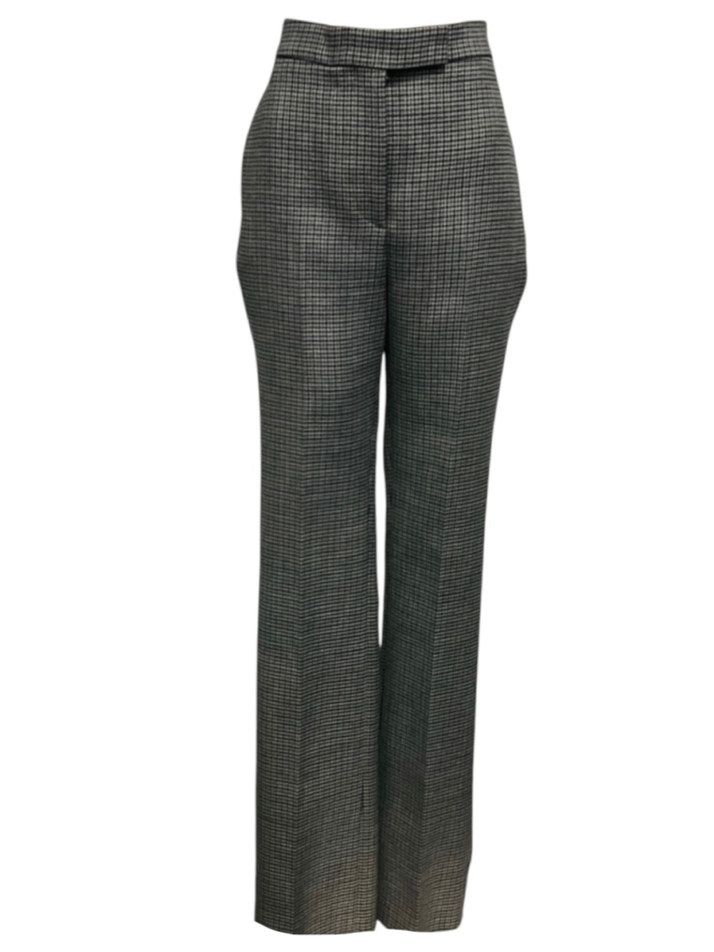 FERRAGAMO GREY HOUNDSTOOTH PATTERNED WOOL TROUSERS / PANTS